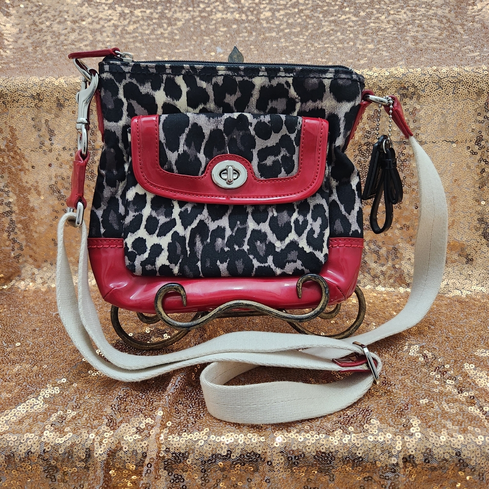 Coach Tan And Black Ocelot Print Crossbody Bag